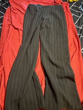 Black Pinstripe Wide-Leg Trousers